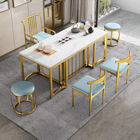 Ensemble table et chaises de bureau/balcon en pierre et métal, style moderne et minimaliste, avec espace de rangement ; Table basse de luxe léger pour la réception