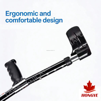 Canne légère HONGYE XTL923L en aluminium anodisé, coudière robuste, hauteur réglable 86-117 cm, capacité de charge 120 kg