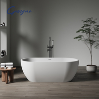 Baignoire autoportante de salle de bain de luxe personnalisée en faux marbre blanc artificiel baignoire en résine acrylique baignoire à surface solide pure