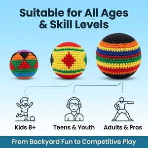 Ensemble <span class=keywords><strong>de</strong></span> balles Hacky Sack en crochet tricoté, sac à pieds fait main en crochet <span class=keywords><strong>pour</strong></span> enfants et adultes, idéal <span class=keywords><strong>pour</strong></span> jongler, frapper et jouer en extérieur - Product Image 5