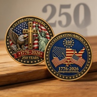 Pièce de monnaie commémorative 3D patriotique en gros pour le 250e anniversaire, pièce de collection à thème drapeau et croix pour souvenirs