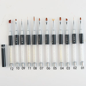 Ensemble de pinceaux à ongles en nylon avec manche métallique, pinceaux plats pour la peinture florale, avec couvercle, pour la manucure et le design de gel - Product Image 1
