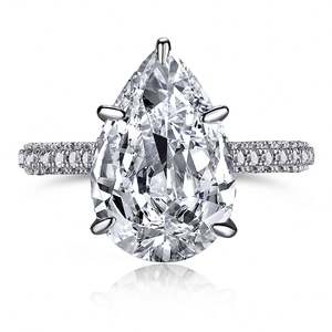 Bague en argent S925 pour femme, bijoux de luxe, zircon 5A, œuf de pigeon, goutte d'eau, bague en argent tendance - Product Image 1