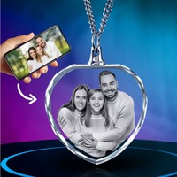 Bruiloft Valentijn Verjaardag of Kerstcadeaus Lege Sublimatie Laser Gegraveerde Foto Hart Kristal Ketting