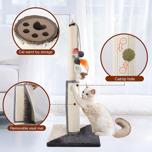 D国王莫登木猫树塔抓挠柱与天然剑麻绳和挂球玩具猫树 & 抓挠器 - Product Image 2