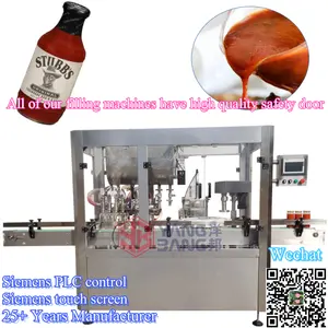 Automatic 4 Heads Paste Mayonnaise Ketchup Jar Filling Capping Machine Line