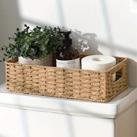 Panier de rangement rectangulaire multifonctionnel en corde de papier tressée, style moderne et minimaliste, avec poignées, pour toilettes, vente en gros