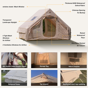 Tenda da Campeggio Gonfiabile Grande per 4/<span class=keywords><strong>5</strong></span> Persone, Monostrato, Impermeabile in Oxford, con Foro per Stufa, Una Porta, Portatile, Resistente ai Raggi UV, per Esterni - Product Image 4