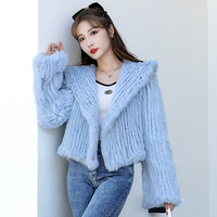 Manteau de fourrure de lapin décontracté écologique de luxe pour femmes veste en tricot à capuche réversible Double face vêtements d'extérieur en peluche chauds d'hiver courts