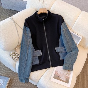 Jeans Suit with <strong>Patchwork</strong> <strong>Top</strong>, New Style Casual Wide-leg Long Pants, Two-piece Set for Spring and Autumn. - Product Image 2
