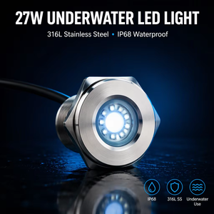Luci LED Sommergibili per Barche in Acciaio Inox 316L, 27W 1/2 NPT, Luci di Poppa Subacquee, Luci LED per Specchio di Poppa - Product Image 1