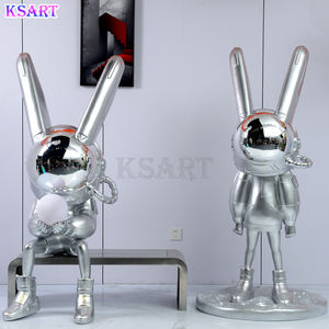 Escultura decorativa galvanizada popular hogar bar Ktv Winkle decorado cosmonauta Konijn escultor - Product Image 3