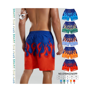 Pantaloncini estivi personalizzati di qualità Premium In stile lusso con stampa digitale blu motivo a fiamma 100% costumi da bagno In poliestere - Product Image 1