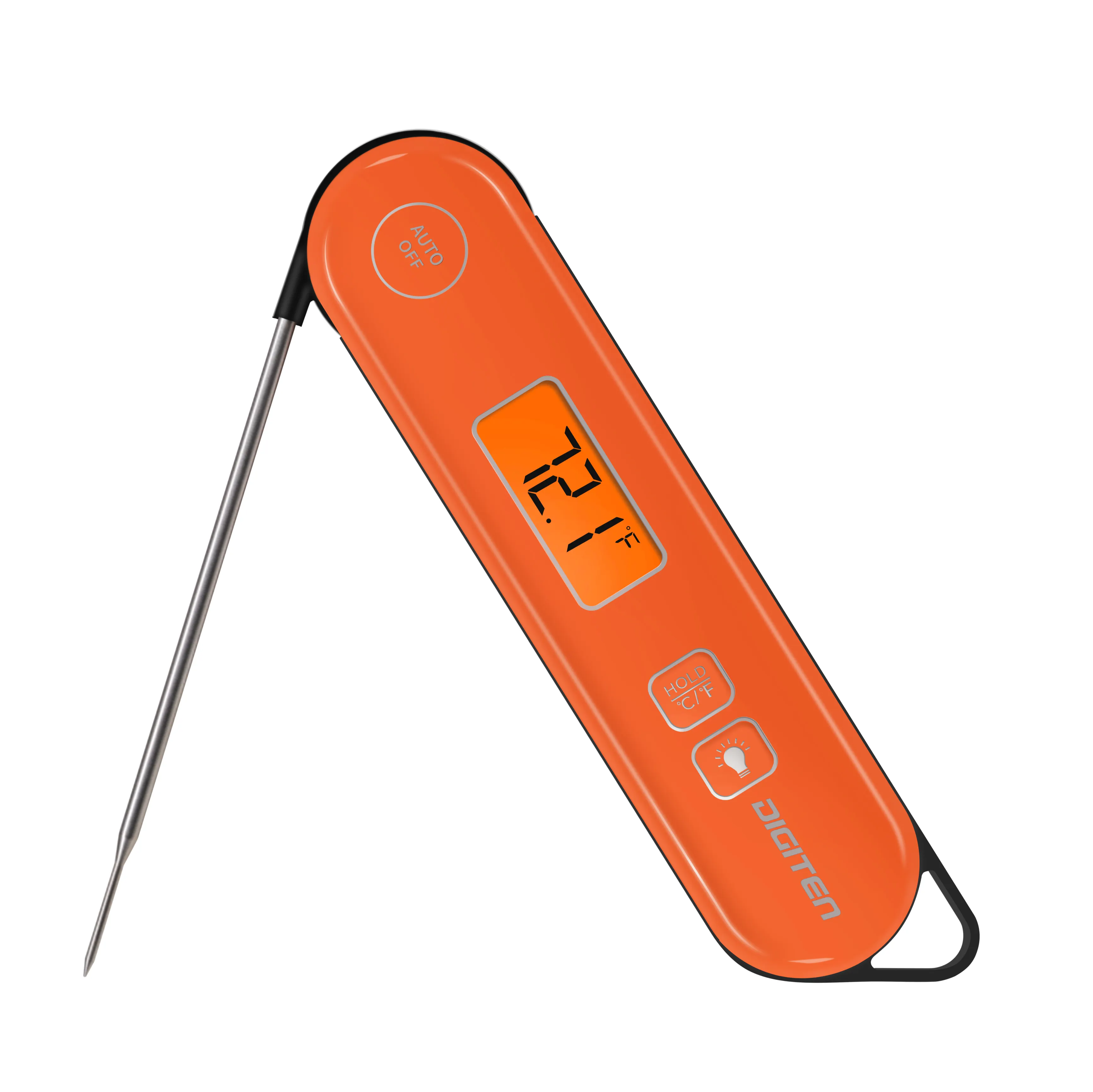 Digital Instant Read Meat Thermometer  Foldable Probe Waterproof Thermometer for BBQ  Kitchen  Food Cooking  Orange