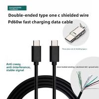 Câble de données blindé en PVC double tête Type-C vers Type-C 1m Pass-Swing pour charge rapide PD 60W et transfert de données