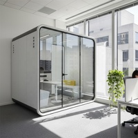 Cabine de bureau préfabriquée moderne pour 4 personnes, faible bruit, mobile, insonorisée, acoustique