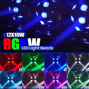 Lampu depan bergerak LED 120W, lampu sorot pesta bola disko strobo cahaya sorot DJ aktivasi suara DMX512, lampu panggung berputar 12LED RGBW 4 in 1 - Product Image 4