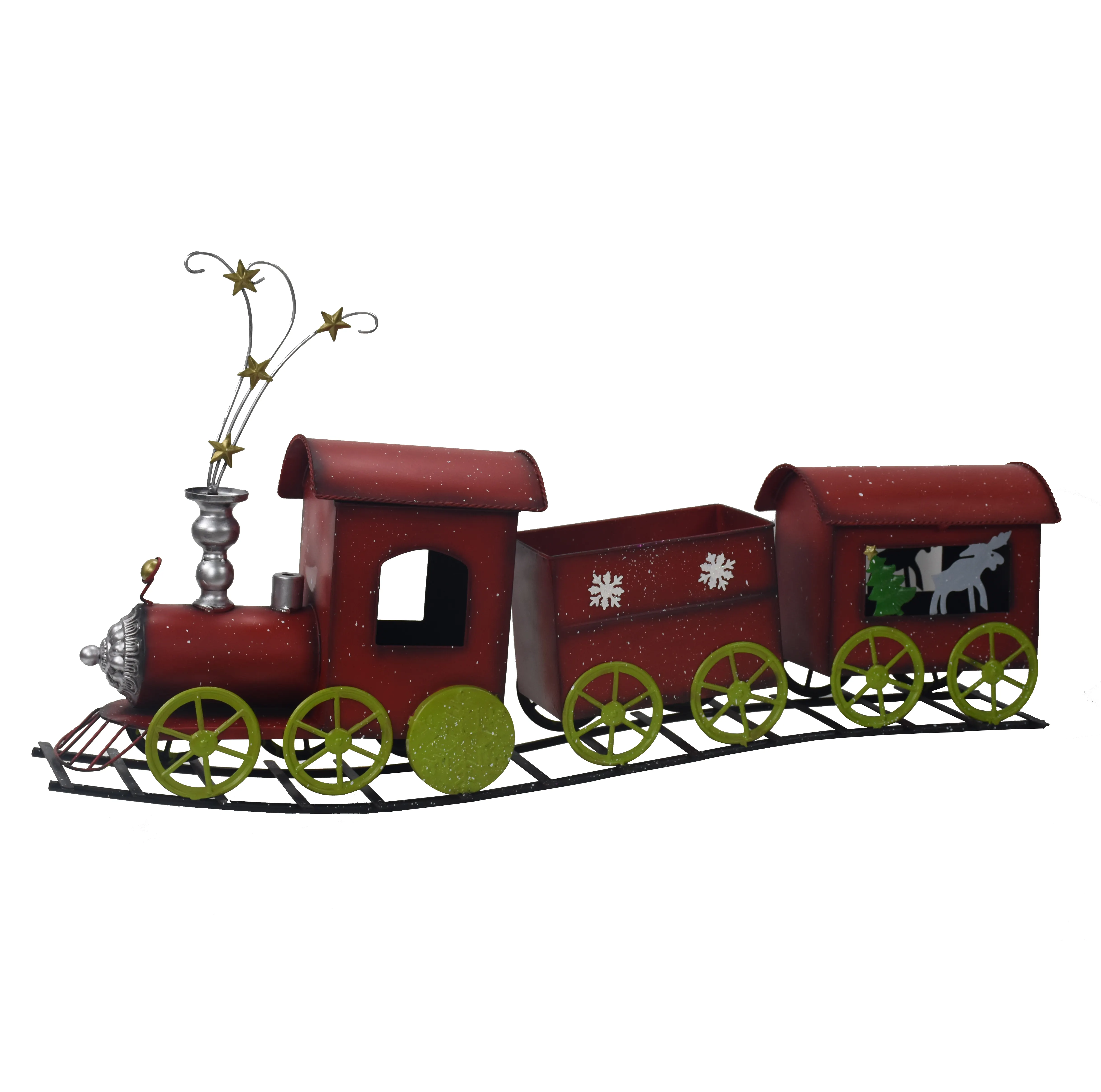 Metalen Kerst Decoratie Trein Set Kerst Decor Handdruk Aangepaste Logo Accepteren Modieuze Kleurrijke Q2-6006 360 Stuks