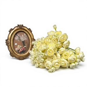 Bouquet de mini lotus artificiel fait main à branches courtes, 6 têtes de camélia, prune, <span class=keywords><strong>rose</strong></span>, décoration florale à main pour mariée - Product Image 3