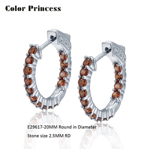 新着クラシック925スターリングシルバーコーヒーCZフープイヤリング女性用ゴールド & ロジウムメッキパーティー用ギフト - Product Image 2