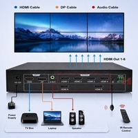 Pengontrol Video Wall 6 Output HDMI 4K60 Input HDMI DP Tata Letak 2x3 3x2 1x6 Rotasi 180 Derajat Pengontrol Dinding TV 6 Layar
