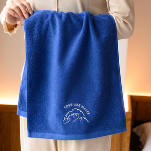 L'asciugamano blu ricamato con logo personalizzato in cotone 100% per il regalo può essere personalizzato - Product Image 2
