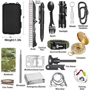 Boîte à outils de survie en plein air 17 en 1, kit de camping multifonctionnel, équipement d'urgence en acier inoxydable pour l'aventure en pleine nature - Product Image 5
