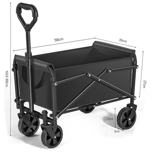 Çıkarılabilir Katlanabilir Çok Amaçlı Alışveriş Arabası Açık Hava Taşınabilir Kamp Arabası OEM Dört Tekerlekli Karbon Çelik Siyah - Product Image 2