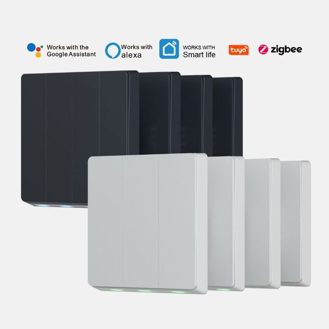 Tuya 16A Wifi ZIGBEE Smart Switch 1Gang 86 Type PC Panel Electric Push Button Switch 10A Max for 240V/110V Wall Smart Switch