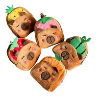 Cross-border TikTok fruit hoed Kapila drukverlichtende pluche speelgoed nul portemonnee schattige capibara hanger headset opbergpop grabber