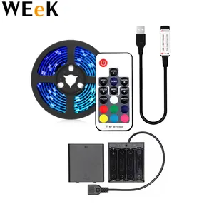 Bande lumineuse RGB <span class=keywords><strong>LED</strong></span> à piles avec étui de batterie 3AA, <span class=keywords><strong>ruban</strong></span> d'éclairage étanche, alimenté par piles, 6,56 pieds - Product Image 1