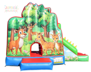 Château gonflable commercial en promotion pour enfants, maison de rebond avec toboggan sur <span class=keywords><strong>le</strong></span> thème des animaux de la savane - Product Image 1