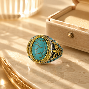Anello Bicolore con Fiori Intagliati, Anello Unisex Vintage, Accessorio per Dito in Stile Retrò - Product Image 6