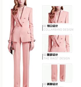 Completo pantalone elegante <span class=keywords><strong>rosa</strong></span> da <span class=keywords><strong>donna</strong></span> 2024 - Abito formale da ufficio per <span class=keywords><strong>donna</strong></span> - Product Image 2