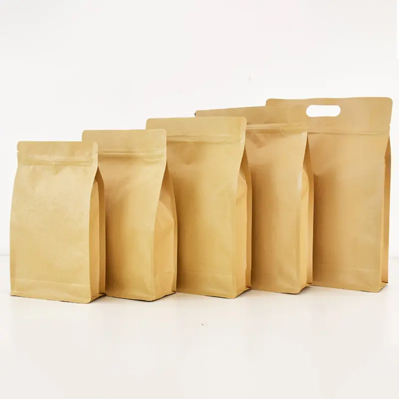 Yinshili ถุงซิปด้านล่างแบนปิดทั้งแปดด้านถุงยืนขึ้น250กรัมและ500กรัมสำหรับบรรจุกาแฟถุงกระดาษที่มีซิป