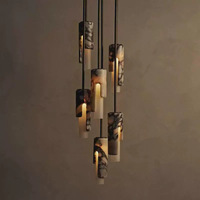 Luminaire suspendu en marbre Oem-Lustre à tête unique à longueur réglable pour comptoir de bar et îlot de cuisine
