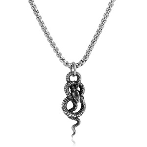 สร้อยคอจี้รูปงู สแตนเลส สไตล์พังก์ย้อนยุค สำหรับผู้ชาย รุ่น 270104 - Product Image 1