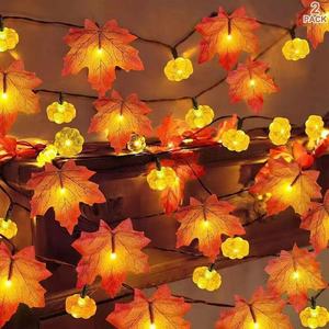 Guirlandes lumineuses décoratives pour la maison et le jardin, motif feuille d'érable, pour Halloween, Thanksgiving et Noël, guirlandes lumineuses d'Halloween - Product Image 3