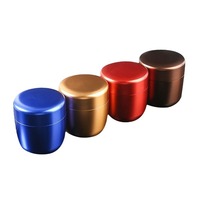 Kaleng Teh Mini Aluminium Tertutup Rapat 50*H57mm, Wadah Logam Kedap Udara Standar Pangan, Kustom untuk Kemasan Teh, Kopi, Matcha, Bumbu, Bubuk, Kacang