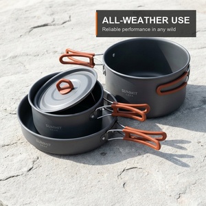 <span class=keywords><strong>Set</strong></span> di Pentole da Campeggio di Alta Qualità per 2-3 Persone, 3 Pezzi, Compatibile con Fornello a Gas Portatile per BBQ, Picnic, Escursionismo e Cucina all'Aperto - Product Image 2