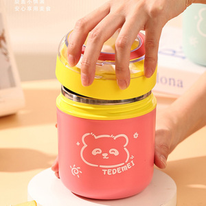 <strong>Breakfast</strong> Cup 304 Stainless Steel Plastic Custom Warm Food <strong>Container</strong> With Spoon Insulated Kids Soup Cup - Product Image 2