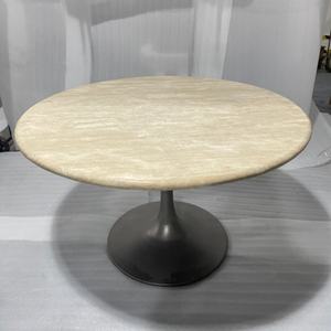 โต๊ะอาหารหินอ่อนทรงกลมยอดนิยมพร้อมฐานเหล็ก - Product Image 2