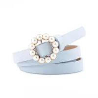 Caldo del commercio all'ingrosso 2020 nuovo tipo di cuoio dell'unità di elaborazione di colore della caramella cintura donna con perla fibbia