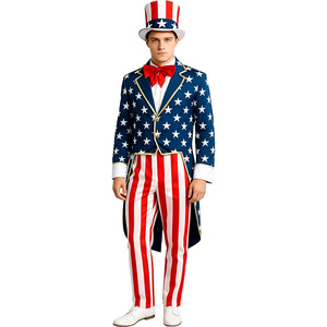 Costume d'Uncle Sam pour homme adulte, ensemble d'Halloween et du Jour de l'Indépendance, drapeau américain, déguisement - Product Image 2
