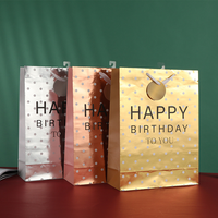 FSC personnalisé en gros sac d'emballage imprimé bronzant carte fourre-tout papier joyeux anniversaire cadeau sac