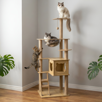 Arbre à chat écologique avec griffoir et lit capsule spatiale intégré