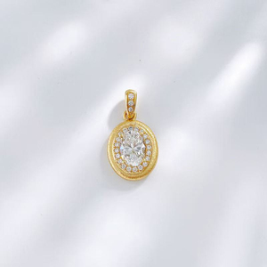 18K 골드 랩그로운 다이아몬드 오벌 펜던트 빈티지 럭셔리 파인 주얼리 펜던트 목걸이 여성용 다이아몬드 체인 랩다이아몬드 주얼리 - Product Image 2