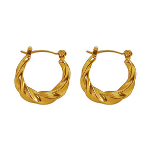 Pendientes de Aro Trenzados, Chapados en Oro de 18k, Aleación de Zinc, Diseño Geométrico, Joyería de Moda - Product Image 5