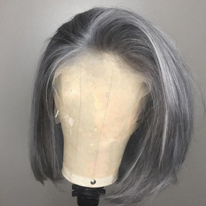 Parrucca Bob Corto di Capelli Umani per <span class=keywords><strong>Donna</strong></span> 100% Capelli Vergini con Cuticole Allineate Parrucche in Pizzo Senza Colla Colore Grigio Pre-Pizzicate per <span class=keywords><strong>Donna</strong></span> - Product Image 3