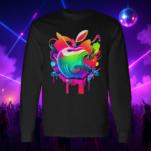 Edm Rave Festival Trippy Apple T-shirt à manches longues Design Electronic Dance Music - Product Image 3
